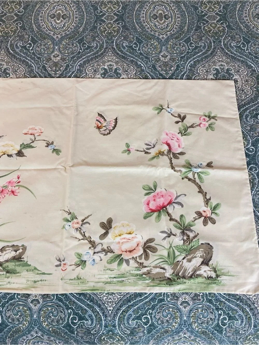 Asian Japanese pillow case by Springmaid floral garden w/butterfly